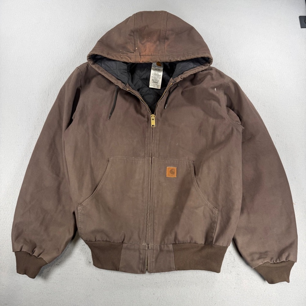 Vtg Carhartt J280 DKB Mens Large Dark Brown Sandstone Duck Jacket Quilt Lined